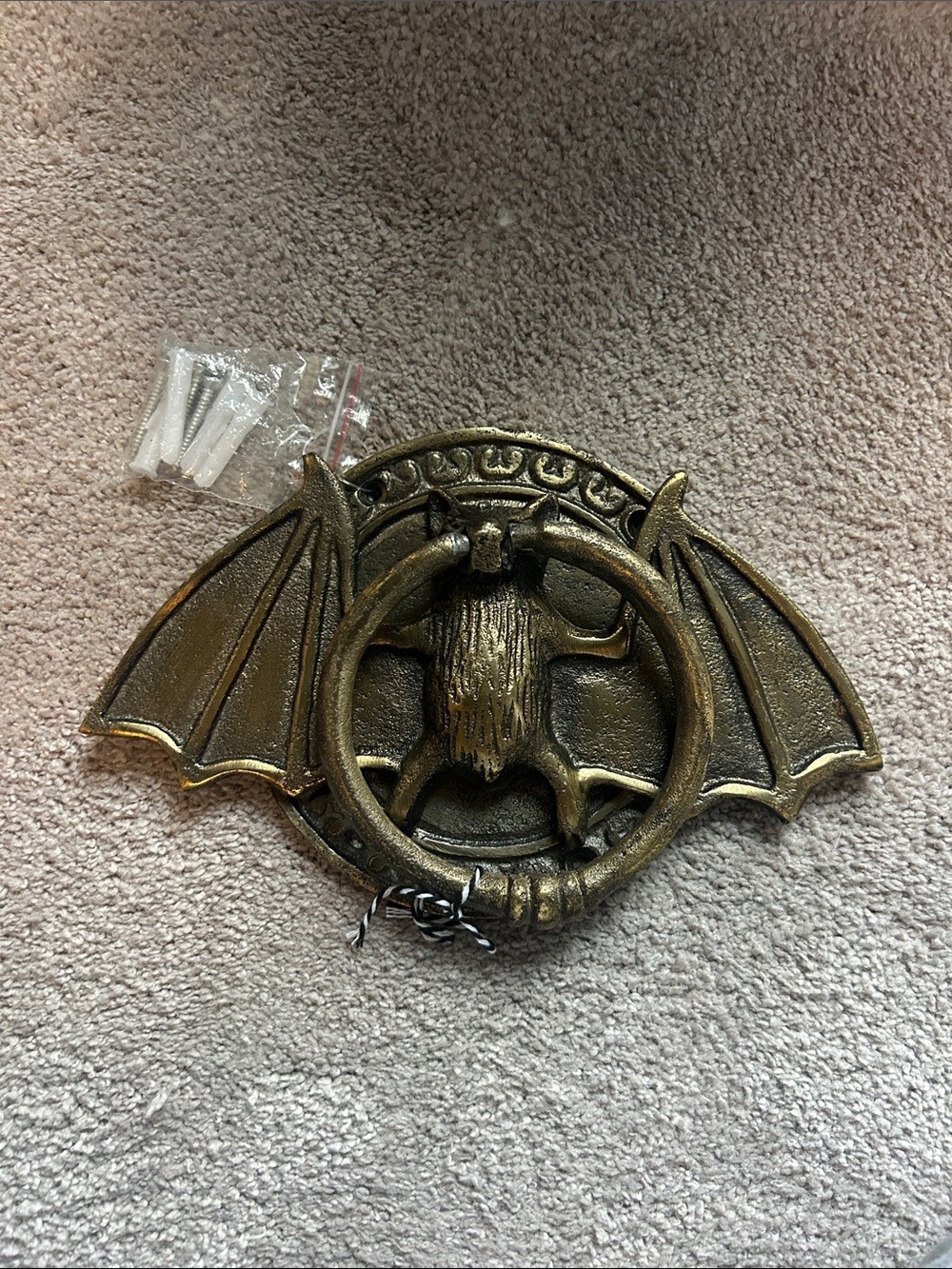Source Unknown Bronze Bat Door Knocker - Winged Wall Hook
